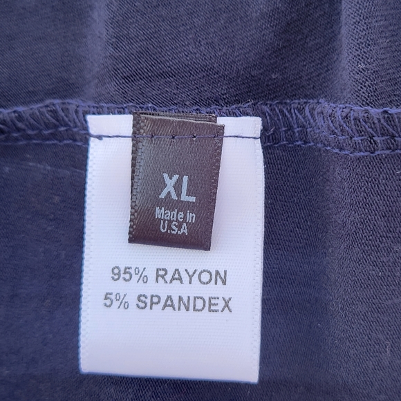 Raffi Navy Multi color screen print quarter sleeve Rayon Dress XL - Picture 8 of 8